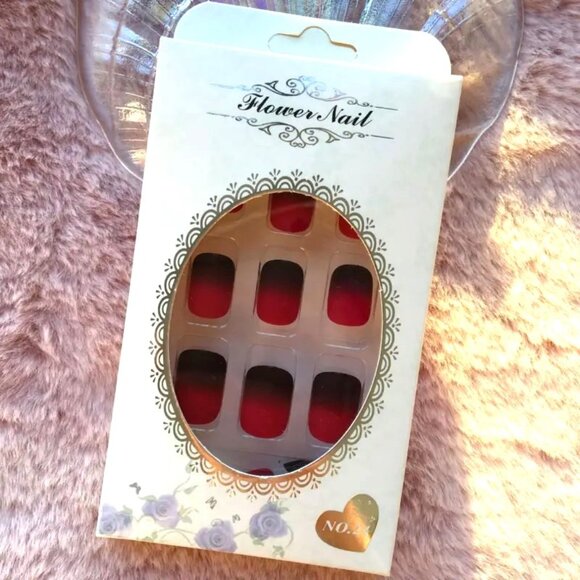 Nails Red Ombre Press On 24 Stylish Matte Manicure Sexy Fade Trendy Reusable - Picture 3 of 6